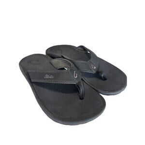 OluKai Black Ohana Sandals Men’s Size 10 Comfort FlipFlops Beach Water Resistant